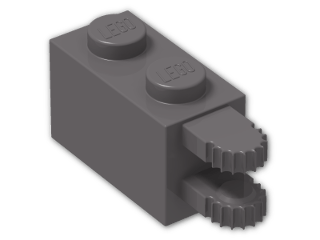 LEGO® Brick: Hinge Brick 1 x 2 Locking with Dual Finger on End Horizontal 30540 | Color: Dark Stone Grey