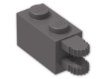 LEGO® Stein: Hinge Brick 1 x 2 Locking with Dual Finger on End Horizontal 30540 | Farbe: Dark Stone Grey