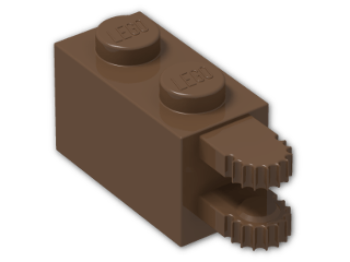 LEGO® Stein: Hinge Brick 1 x 2 Locking with Dual Finger on End Horizontal 30540 | Farbe: Brown