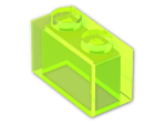 LEGO® Brick: Brick 1 x 2 without Centre Stud 3065 | Color: Transparent Fluorescent Green