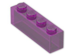 LEGO® Brick: Brick 1 x 4 without Centre Studs 3066 | Color: Transparent Bright Bluish Violet with Glitter 2%