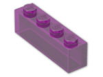 LEGO® Brick: Brick 1 x 4 without Centre Studs 3066 | Color: Transparent Bright Bluish Violet with Glitter 2%