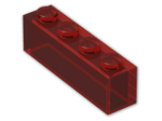 LEGO® Brick: Brick 1 x 4 without Centre Studs 3066 | Color: Transparent Red