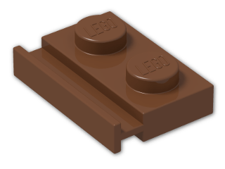 LEGO® Brick: Plate 1 x 2 with Door Rail 32028 | Color: Reddish Brown