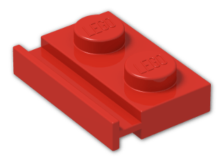 LEGO® Brick: Plate 1 x 2 with Door Rail 32028 | Color: Bright Red