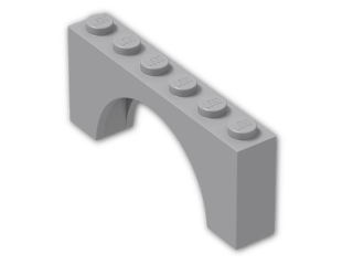 LEGO® Brick: Arch 1 x 6 x 2 with Thick Top and Reinforced Underside 3307 | Color: Medium Stone Grey