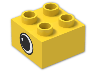 LEGO® Brick: Duplo Brick 2 x 2 with Eye Pattern on Two Sides 3437pe1 | Color: Bright Yellow