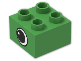 LEGO® Brick: Duplo Brick 2 x 2 with Eye Pattern on Two Sides 3437pe1 | Color: Bright Green