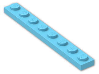LEGO® Brick: Plate 1 x 8 3460 | Color: Medium Azur