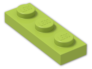 LEGO® Brick: Plate 1 x 3 3623 | Color: Bright Yellowish Green