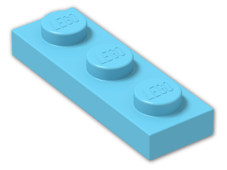LEGO® Brick: Plate 1 x 3 3623 | Color: Medium Azur
