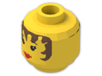 LEGO® Stein: Minifig Head with Brown Hair, Eyelashes, and Lipstick Pattern 3626bpa6 | Farbe: Bright Yellow