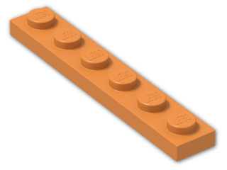 LEGO® Brick: Plate 1 x 6 3666 | Color: Bright Orange