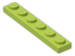 LEGO® Brick: Plate 1 x 6 3666 | Color: Bright Yellowish Green