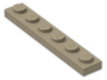 LEGO® Brick: Plate 1 x 6 3666 | Color: Sand Yellow