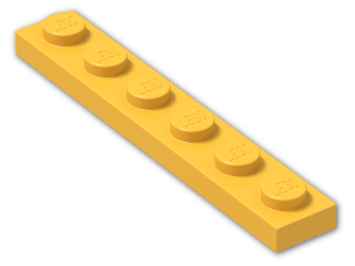 LEGO® Brick: Plate 1 x 6 3666 | Color: Flame Yellowish Orange