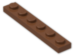 LEGO® Brick: Plate 1 x 6 3666 | Color: Reddish Brown