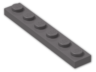 LEGO® Brick: Plate 1 x 6 3666 | Color: Dark Stone Grey