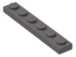 LEGO® Brick: Plate 1 x 6 3666 | Color: Dark Stone Grey