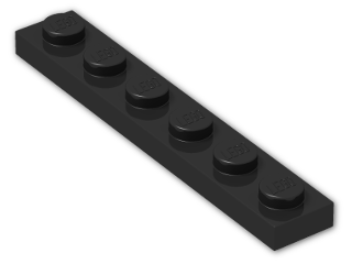 LEGO® Brick: Plate 1 x 6 3666 | Color: Black