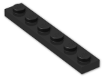 LEGO® Brick: Plate 1 x 6 3666 | Color: Black