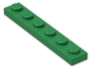 LEGO® Brick: Plate 1 x 6 3666 | Color: Dark Green