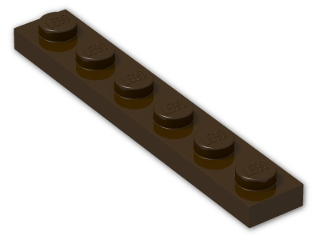 LEGO® Brick: Plate 1 x 6 3666 | Color: Dark Brown