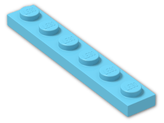 LEGO® Brick: Plate 1 x 6 3666 | Color: Medium Azur