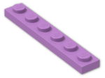 LEGO® Brick: Plate 1 x 6 3666 | Color: Medium Lavender