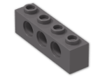 LEGO® Brick: Technic Brick 1 x 4 with Holes 3701 | Color: Dark Stone Grey