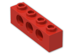LEGO® Stein: Technic Brick 1 x 4 with Holes 3701 | Farbe: Bright Red