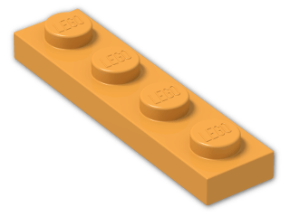 LEGO® Brick: Plate 1 x 4 3710 | Color: Bright Yellowish Orange