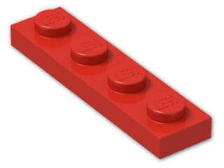 LEGO® Brick: Plate 1 x 4 3710 | Color: Bright Red