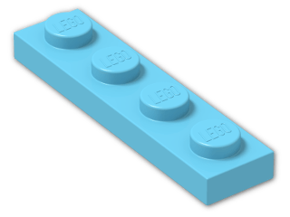 LEGO® Brick: Plate 1 x 4 3710 | Color: Medium Azur