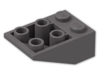 LEGO® Brick: Slope Brick 33 3 x 2 Inverted without Ribs between Studs 3747a | Color: Dark Stone Grey