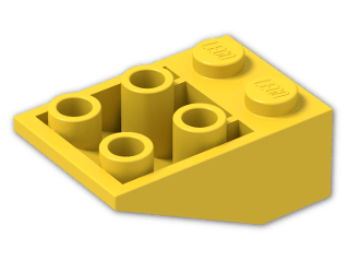 LEGO® Brick: Slope Brick 33 3 x 2 Inverted without Ribs between Studs 3747a | Color: Bright Yellow