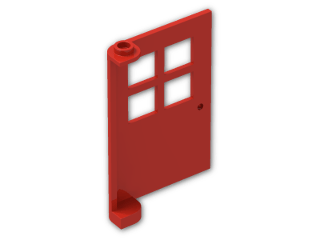 LEGO® Brick: Door 1 x 4 x 5 with 4 Panes 3861 | Color: Bright Red