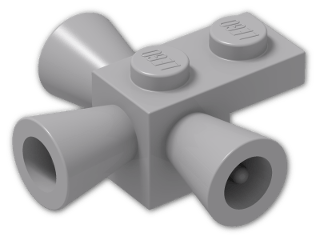 LEGO® Stein: Brick 2 x 1 with Positioning Rockets 3963 | Farbe: Medium Stone Grey
