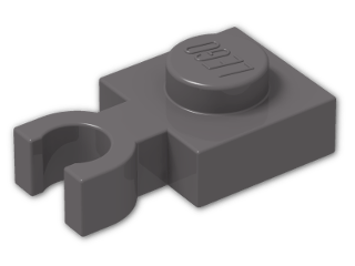 LEGO® Stein: Plate 1 x 1 with Clip Vertical (Thin U-Clip) 4085b | Farbe: Dark Stone Grey