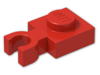 LEGO® Brick: Plate 1 x 1 with Clip Vertical (Thin U-Clip) 4085b | Color: Bright Red