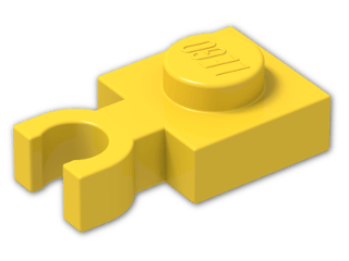 LEGO® Brick: Plate 1 x 1 with Clip Vertical (Thin U-Clip) 4085b | Color: Bright Yellow