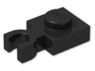 LEGO® Stein: Plate 1 x 1 with Clip Vertical (Thin U-Clip) 4085b | Farbe: Black