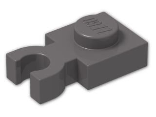 LEGO® Stein: Plate 1 x 1 with Clip Vertical (Thick U-Clip) 4085c | Farbe: Dark Stone Grey