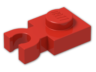 LEGO® Stein: Plate 1 x 1 with Clip Vertical (Thick U-Clip) 4085c | Farbe: Bright Red