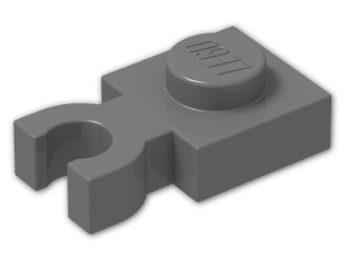 LEGO® Stein: Plate 1 x 1 with Clip Vertical (Thick U-Clip) 4085c | Farbe: Dark Grey