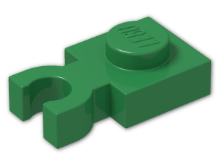 LEGO® Brick: Plate 1 x 1 with Clip Vertical (Thick U-Clip) 4085c | Color: Dark Green