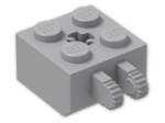 LEGO® Stein: Hinge Brick 2 x 2 Locking with Axlehole and Dual Finger 40902 | Farbe: Medium Stone Grey