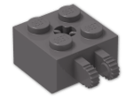 LEGO® Stein: Hinge Brick 2 x 2 Locking with Axlehole and Dual Finger 40902 | Farbe: Dark Stone Grey