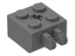 LEGO® Stein: Hinge Brick 2 x 2 Locking with Axlehole and Dual Finger 40902 | Farbe: Dark Grey