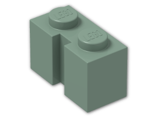 LEGO® Brick: Brick 1 x 2 with Groove 4216 | Color: Sand Green